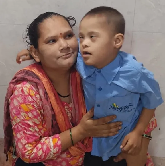 Mrs. Amita Kadam with her son Praharsh