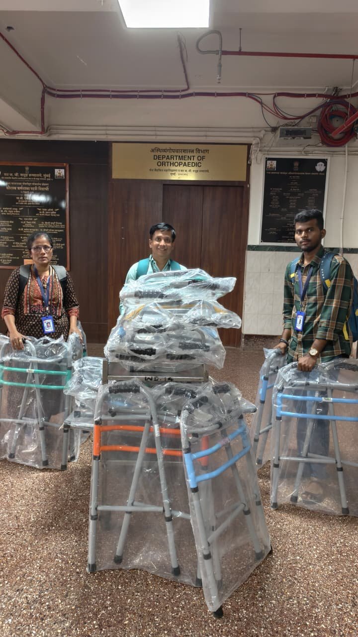 Kanya Growth Foundation walker distribution support at JJ Hospital Mumbai